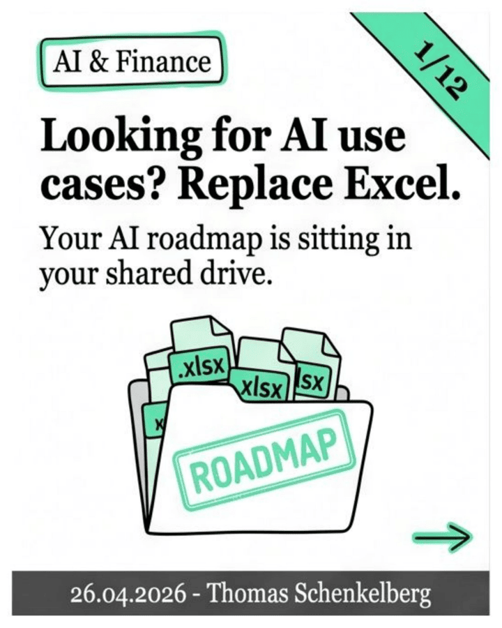 Carousel slide: Looking for AI use cases? Replace Excel. Your AI roadmap is sitting in your shared drive.